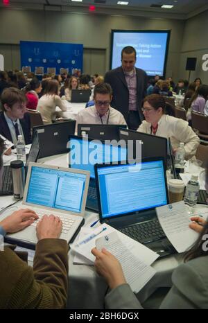 Austin, Texas USA, February 9, 2009:  Closed-door student workshop at the Clinton Global Initiative University, an event that attracts the best and brightest students nationwide to strategize on global economic and social problems.  ©Bob Daemmrich Stock Photo