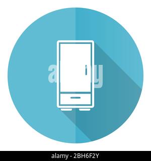 Wardrobe blue round flat design vector icon isolated on white ...