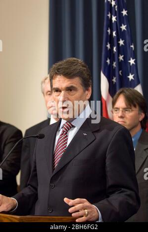 Austin, Texas USA, April 29th, 2009: Texas Gov. Rick Perry during press conference discussing the state's efforts in response to the swine flu.  ©Marjorie Kamys Cotera / Daemmrich Photos Stock Photo
