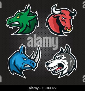 Modern professional logo set with wild animal for a sport team Stock Vector