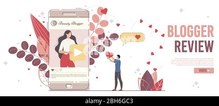 Beauty Blogger Online Review Flat Vector Concept Stock Vector