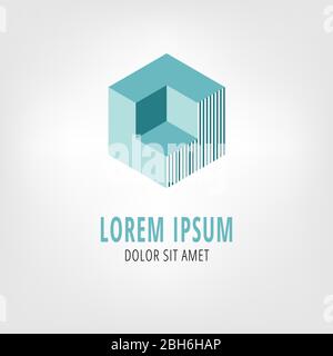 Cube vector logo template. Abstract isometric design. Square figure Stock Vector