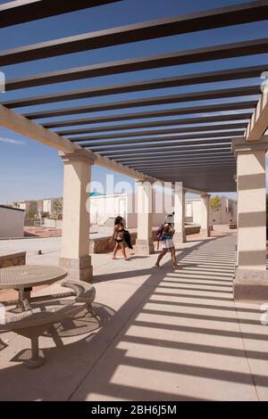 El Paso, Texas  May 28, 2009: Exterior view of the Mission Early College High School in the Socorro school district of El Paso. Motivated students at the majority-Hispanic school can earn an associate degree at El Paso Community College while studying for their high school diploma in the program. ©Bob Daemmrich Stock Photo