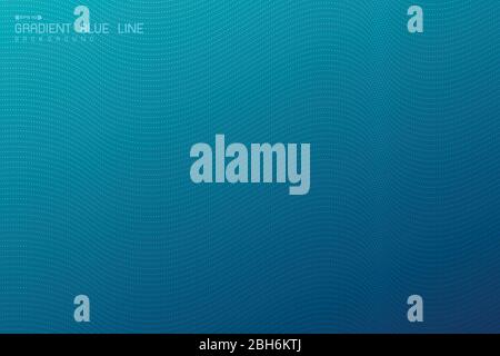 Abstract gradient blue wavy design of minimal artwork background with dot pattern tech. Decorate for ad, poster, artwork, template design, print. illu Stock Vector