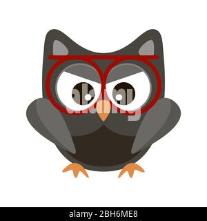 Owl funny stylized icon symbol brown colors Stock Vector