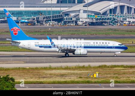 Guangzhou, China – September 25, 2019: China Southern Airlines Boeing 737-800 airplane at Guangzhou Baiyun airport (CAN) in China. Boeing is an Americ Stock Photo