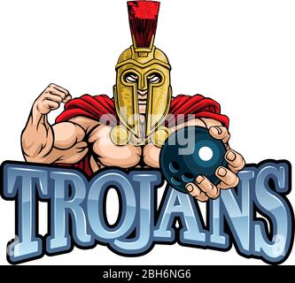 Trojan Spartan Bowling Sports Mascot Stock Vector