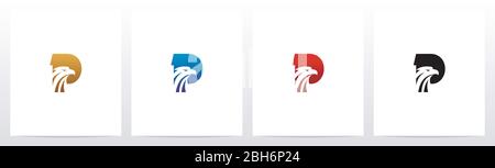 Eagle Head On Letter Logo Design P Stock Vector