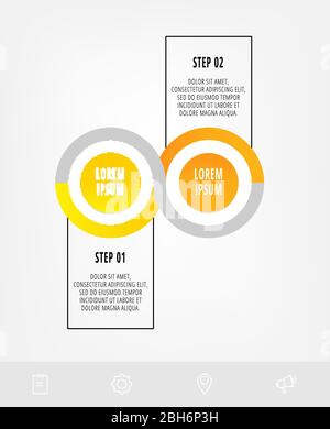 Vector template circle infographics. Business concept with 2 options and labels. Two steps for diagrams, flowchart, timeline Stock Vector