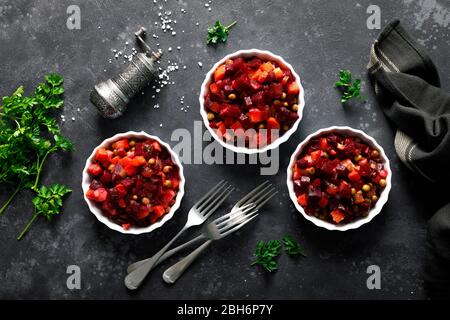 Beetroot or beet salad with boiled vegetables Stock Photo