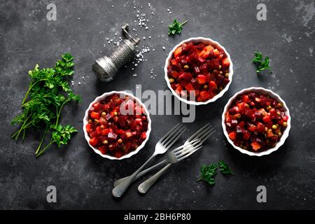 Beetroot or beet salad with boiled vegetables Stock Photo