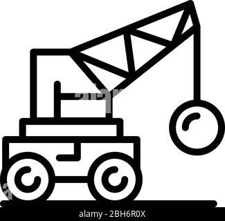 Crane wrecking ball icon, outline style Stock Vector
