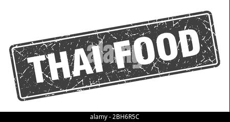 thai food stamp. thai food vintage black label. Sign Stock Vector