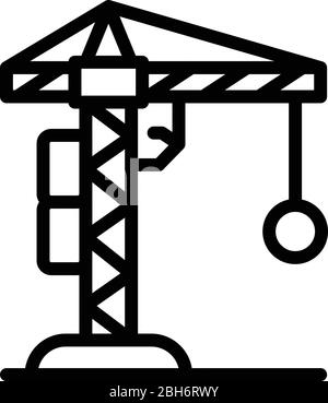 Demolition construction crane icon, outline style Stock Vector