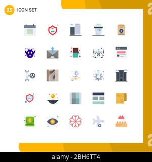 Modern Set of 25 Flat Colors and symbols such as pack, trash, user, junk, bin Editable Vector Design Elements Stock Vector