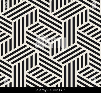 Vector seamless pattern. Geometric striped ornament. Linear weave lattice background. Stock Vector