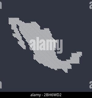 Stylized simple diagonal line map of Mexico Stock Vector