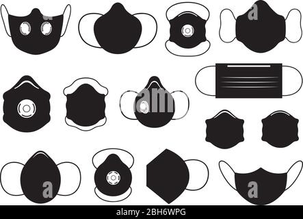 Set of different masks isolated on white Stock Vector