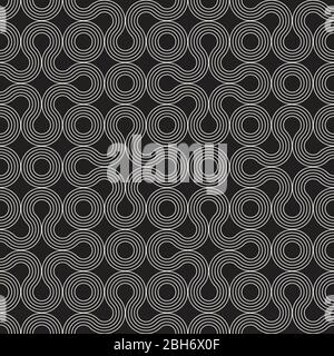 Vector seamless wavy stripes pattern. Modern stylish texture. Repeating abstract circles background. Monochrome geometric rounded lines. Stock Vector