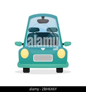 Vector illustration with a blue cartoon car. Private car. Stock Vector
