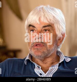 Portrait of the writer and archaeologist Valerio Massimo Manfredi in his home in Piumazzo (MO) - Italy Stock Photo