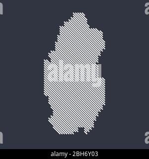 Stylized simple diagonal line map of Qatar Stock Vector