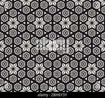 Vector seamless abstract pattern. Modern stylish striped lattice texture. Repeating geometric tiles with hexagonal elements. Stock Vector
