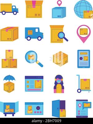 bundle of delivery service icons Stock Vector