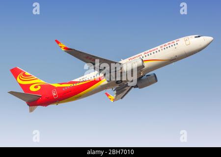 Tianjin, China – September 29, 2019: Hainan Airlines Boeing 737-800 at Tianjin (TSN) airport in China. Stock Photo