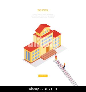 School concept - modern isometric vector web banner Stock Vector