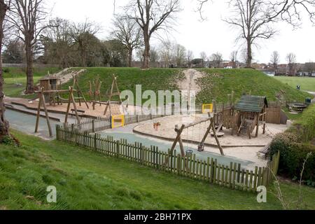 empty playground in Priory Park during coronavirus lockdown, Chichester, West Sussex, England, March 2020 Stock Photo