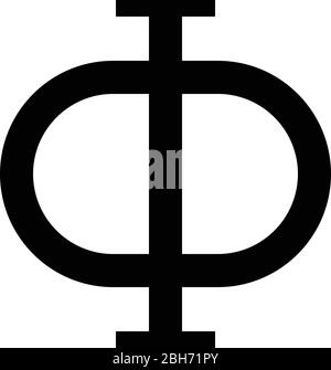 Phi greek symbol capital letter uppercase font icon black color vector illustration flat style simple image Stock Vector