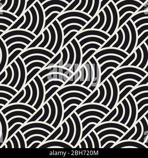 Vector seamless pattern. Concentric semi-circles. Geometric striped ornament. Round lines stylish background. Stock Vector