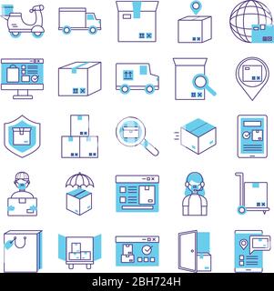 bundle of delivery service icons Stock Vector