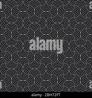 Vector seamless pattern. Concentric semi-circles. Geometric striped ornament. Round lines stylish background. Stock Vector