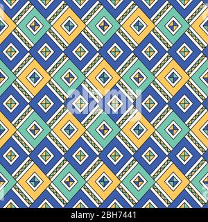 Rhombuses seamless pattern. Geometric background. bright pattern with blue, turquoise, yellow Stock Vector