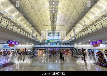 Hong Kong, China – September 20, 2019: Terminal at Hong Kong airport (HKG) in China. Stock Photo