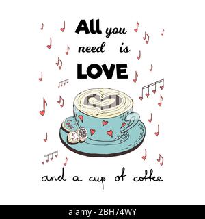 A coffee love text on the poster Stock Vector