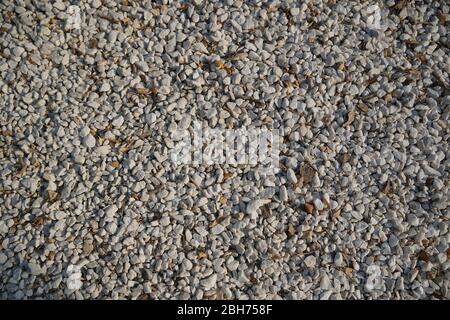 White and Brown pebble stone texture for background. The texture of brown gravel stones. Stock Photo