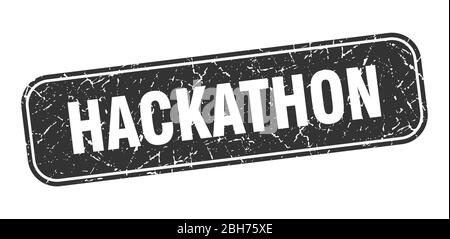 hackathon stamp. hackathon square grungy black sign Stock Vector