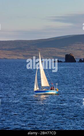 Sailboat in the archipelago of Shetland Stock Photo