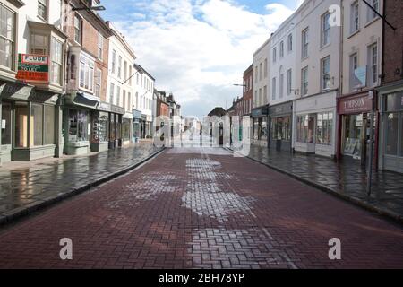 South Street Chichester is empty during coronavirus lockdown, West Sussex, England, March 2020 Stock Photo