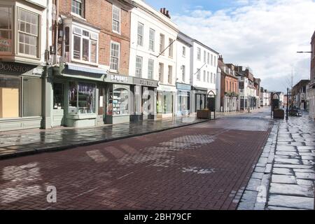 South Street Chichester is empty during coronavirus lockdown, West Sussex, England, March 2020 Stock Photo