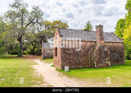 Boone Hall plantation and gardens, old houses. Stock Photo