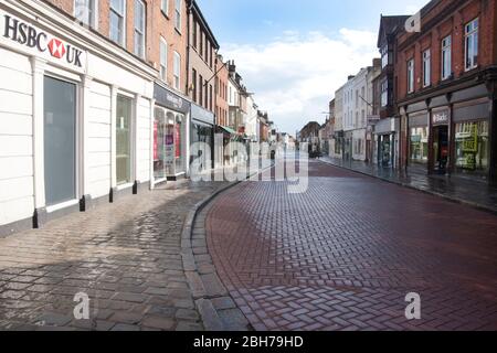 South Street Chichester is empty during coronavirus lockdown, West Sussex, England, March 2020 Stock Photo