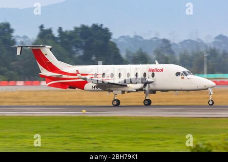 Bogota, Colombia – January 30, 2019: Helicol Beech1900 airplane at Bogota airport (BOG) in Colombia. Stock Photo