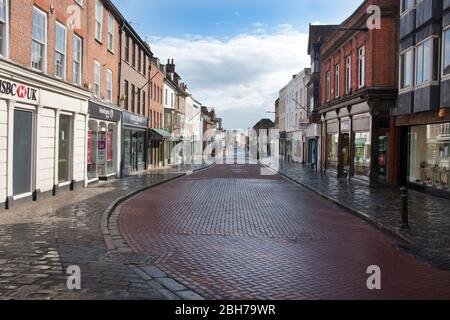 South Street Chichester is empty during coronavirus lockdown, West Sussex, England, March 2020 Stock Photo