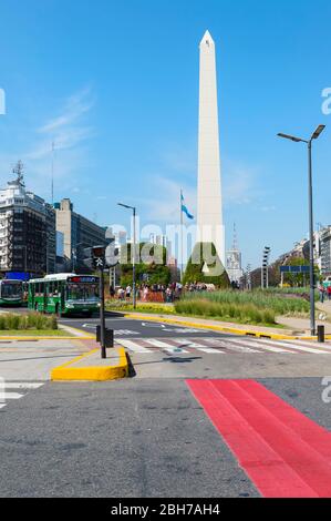 Obelisk on Avenue 9 de Julio, Buenos Aires, Argentina Stock Photo