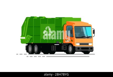Urban garbage truck. Trash sorting, recycling vector illustration Stock Vector