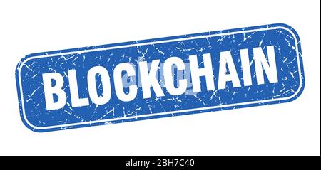 blockchain stamp. blockchain square grungy blue sign Stock Vector